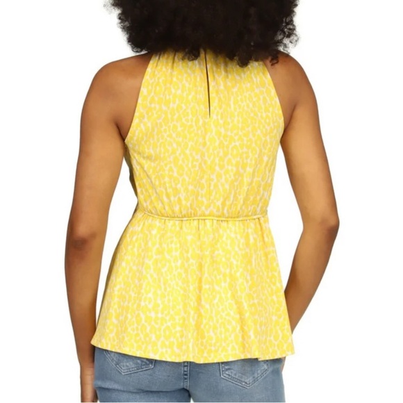 🆕 Michael Kors Animal Print Sleeveless Top Yellow White Size Small - Picture 3 of 11